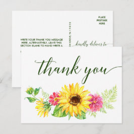 Cartão Postal Summer Sunflower Obrigado