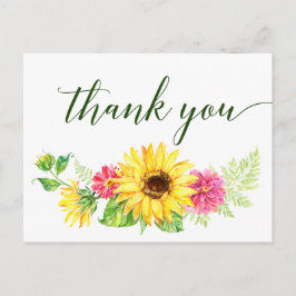 Cartão Postal Summer Sunflower Obrigado