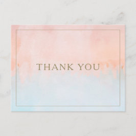 Cartão Postal Summer Sunset Watercolor Casamento Obrigado
