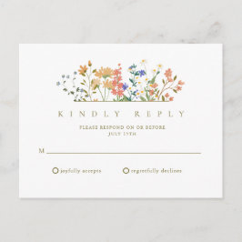 Cartão Postal Summer Wildflower Boho Weding RSVP