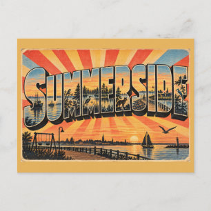 Cartão Postal Summerside PEI Harbour Boardwalk Bay Arte