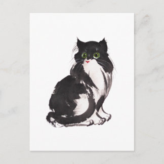 Cartão Postal Sumo de gato preto e branco