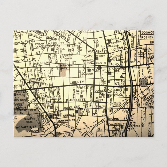 Cartão Postal Sumter, SC Vintage Map (Frente)