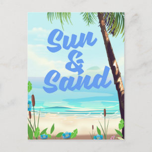 Cartão Postal Sun e Sand inspiradorascartoon poster
