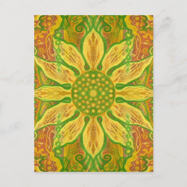 Cartão Postal Sun Flower Bohemian Floral Helianthus Sunflower (Frente)