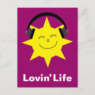 Cartão Postal Sun & fones de ouvido Lovin' Life