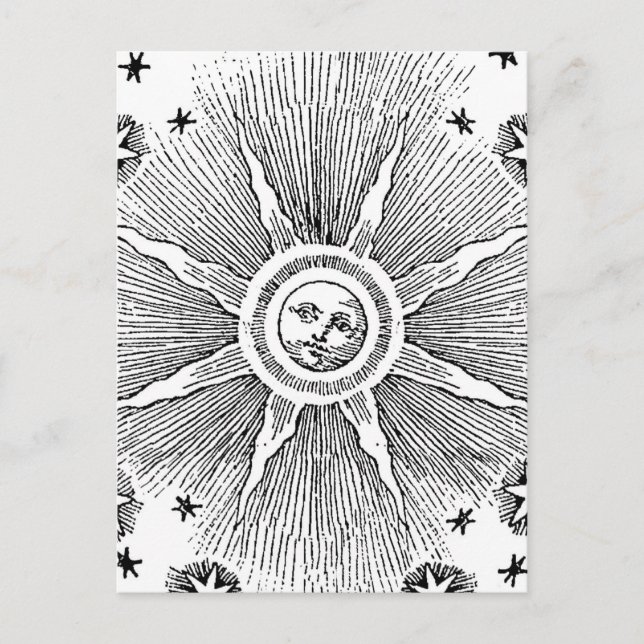Cartão Postal Sun Stars Antiguamente Night Sky Medieval Zodieval (Frente)