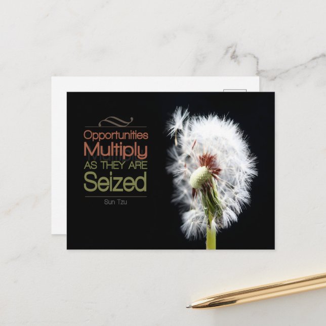 Cartão Postal Sun Tzu Inspirational Cote "Oportunidades" (Frente/Verso In Situ)
