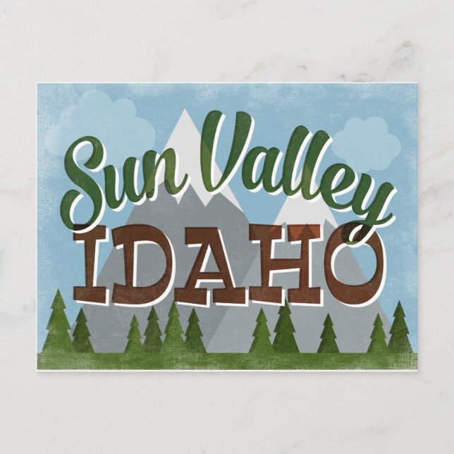 Cartão Postal Sun Valley Idaho Divertimento Retro Montanhas Snow (Frente)
