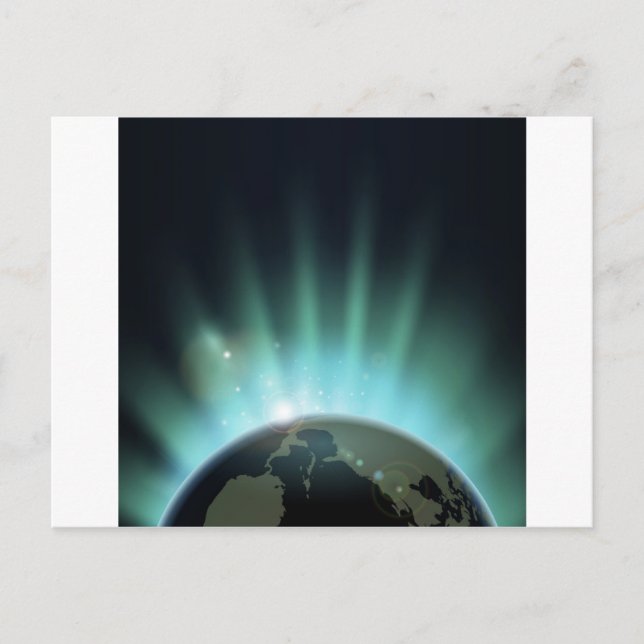 Cartão Postal Sunburst sobre o mundo (Frente)