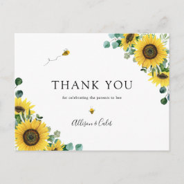 Cartão Postal Sunflower Bee Chá de fraldas Obrigado Cartão-Posta