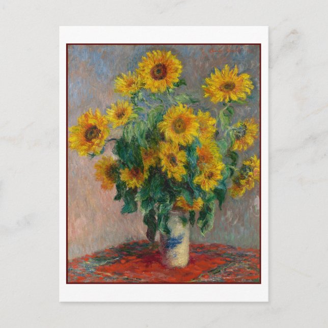 Cartão Postal Sunflower Claude Monet Fine Art Ainda Vida (Frente)