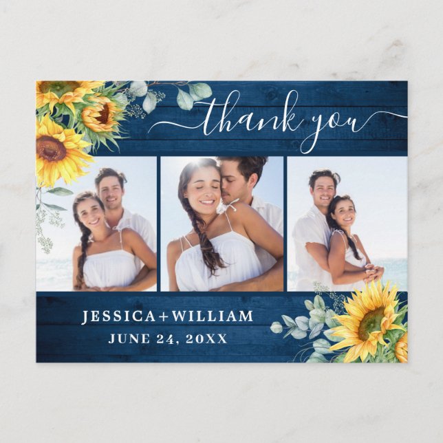 Cartão Postal Sunflower Eucalyptus Russo Obrigado 3 FOTO (Frente)