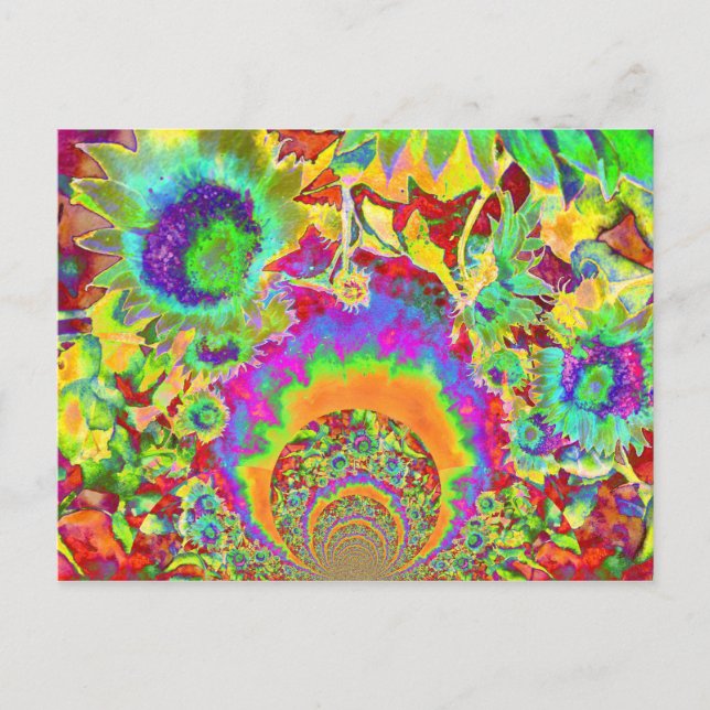 Cartão Postal Sunflower Fields Forever - laranja (Frente)