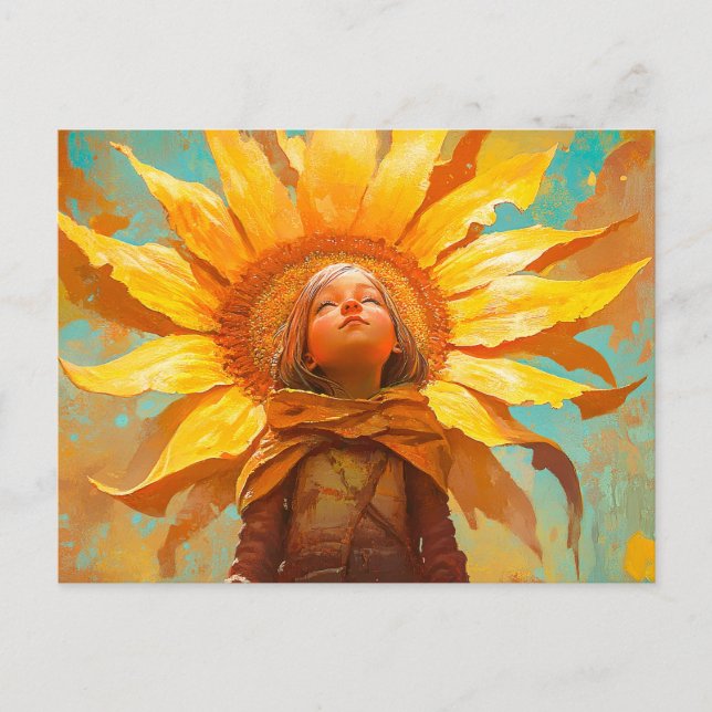 Cartão Postal Sunflower Girl (Frente)