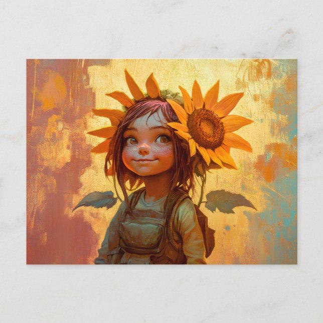 Cartão Postal Sunflower Girl (Frente)