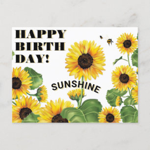 Cartão Postal Sunflower Happy Birday
