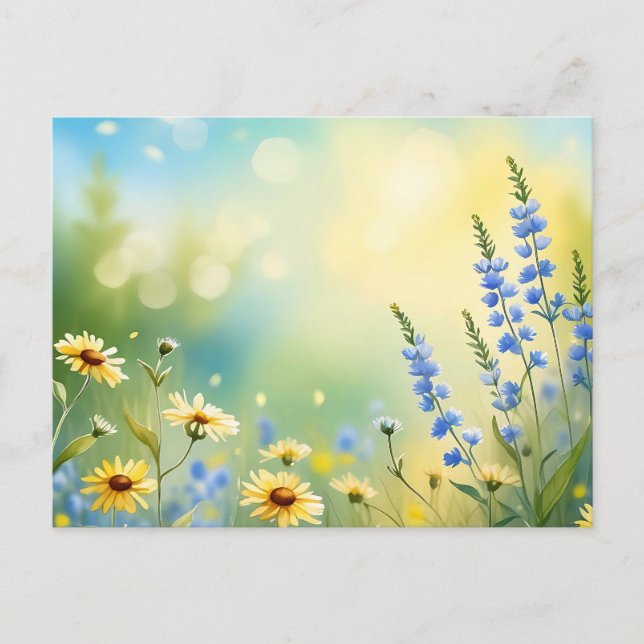 Cartão Postal Sunlit Meadow Watercolor (Frente)
