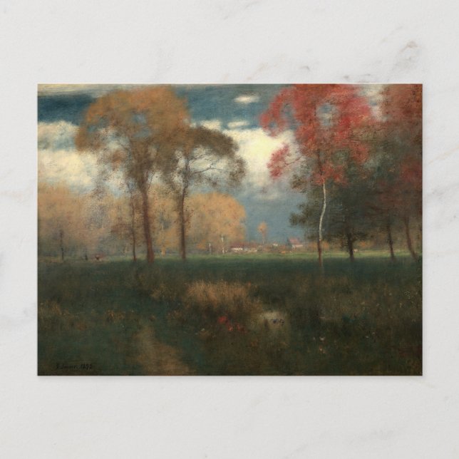 Cartão Postal Sunny Autumn Day por George Inness (Frente)