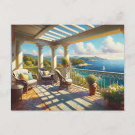 Cartão Postal Sunny Balcony Sobrevendo o Mar