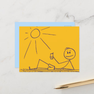 Cartão Postal Sunny Beach Stick Figura Cartão-postal amarelo