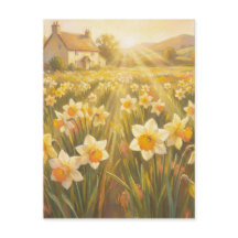 Sunny Daffodils - Pastel Painting Style Art