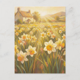 Cartão Postal Sunny Daffodils - Pastel Painting Style Art