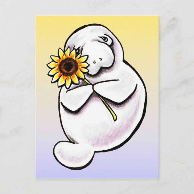 Cartão Postal Sunny Manatee Off-Leash Art™ (Frente)