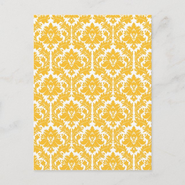 Cartão Postal Sunny Yellow Damask (Frente)