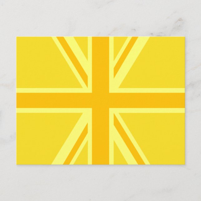 Cartão Postal Sunny Yellow Union Jack British Flag Decor (Frente)