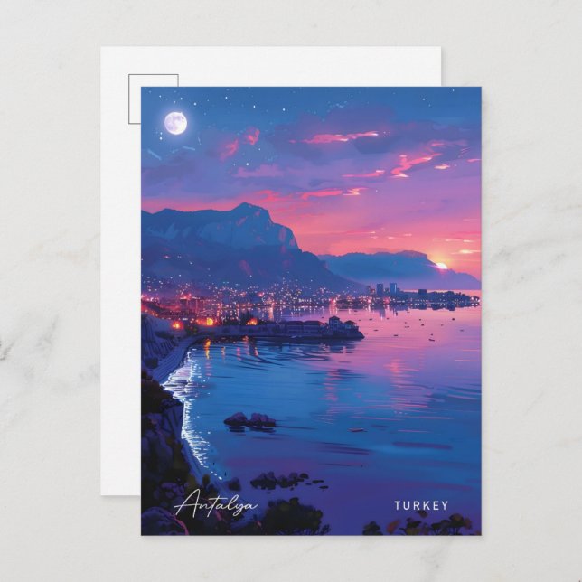 Cartão Postal Sunrise em Antalya Turquia Viagem França (Frente/Verso)