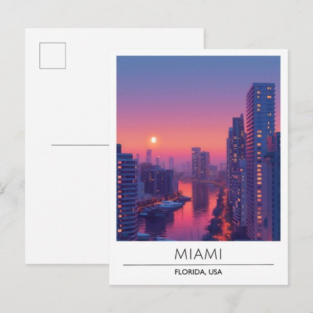 Cartão Postal Sunrise em Miami Flórida Viagem nos EUA (Frente/Verso)