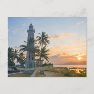 Cartão Postal Sunrise, farol de Galle