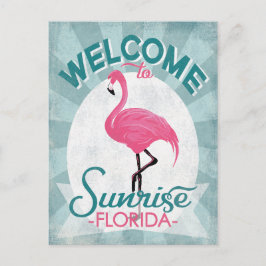 Cartão Postal Sunrise Flamingo, Rosa Rosa, Retro