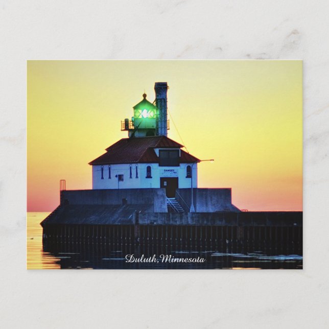 Cartão Postal Sunrise Lighthouse Duluth, Minnesota (Frente)