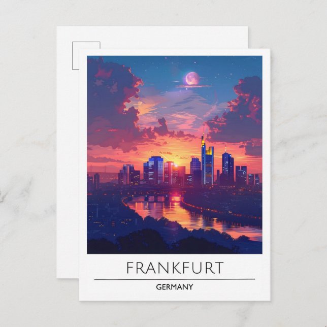 Cartão Postal Sunrise na Alemanha de Frankfurt Viagem (Frente/Verso)