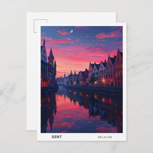 Cartão Postal Sunrise na Gent Belgium Viagem (Frente/Verso)