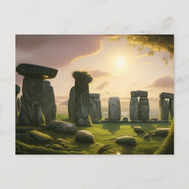 Cartão Postal Sunrise Sobre Arte Digital Stonehenge (Frente)