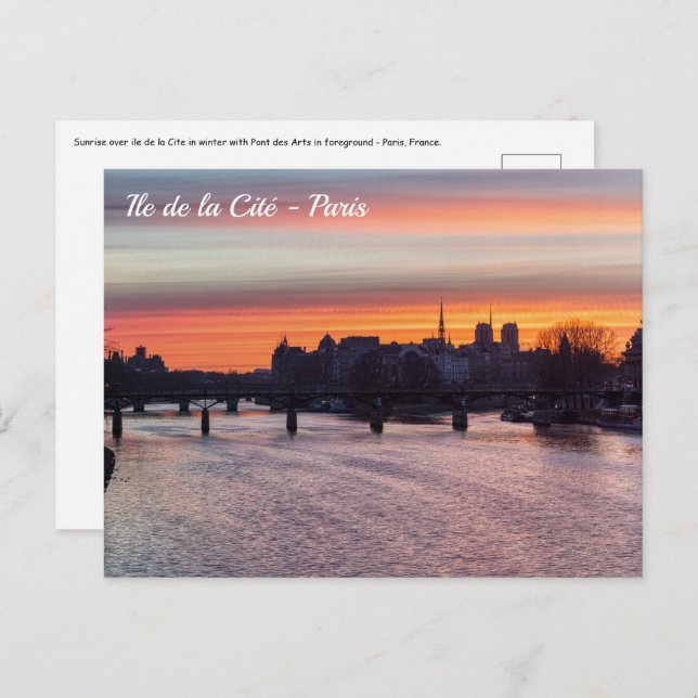 Cartão Postal Sunrise sobre Ile de la Cite e Notre Dame - Paris (Frente/Verso)
