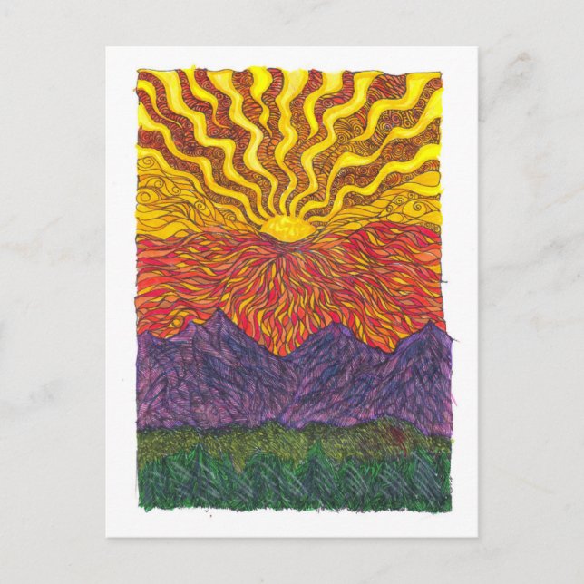Cartão Postal Sunrise sobre Montanhas (Frente)