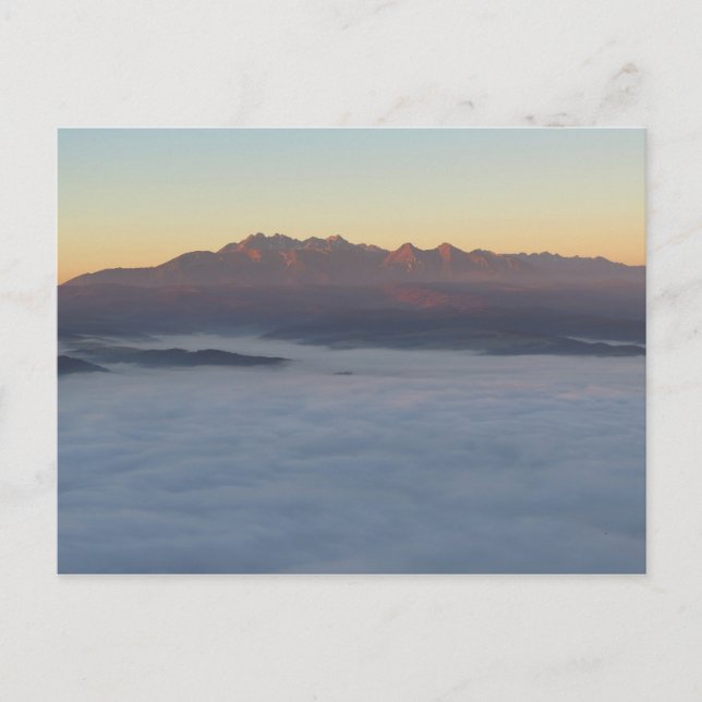 Cartão Postal Sunrise sobre Tatras (Frente)