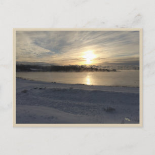 Cartão Postal Sunrise Winter Beach Fog Scende, Maine