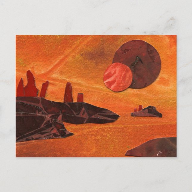 Cartão Postal Suns duplos "Mares de Fogo" do SciFi, mares de lav (Frente)