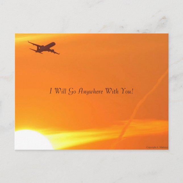 Cartão Postal Sunset & Airplane Postcard (Frente)