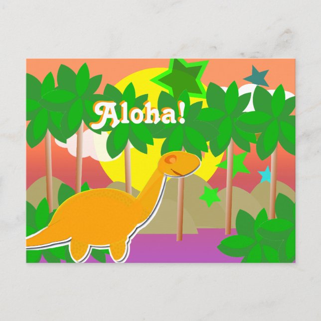 Cartão postal Sunset Aloha Dinossaur (Frente)