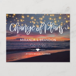 Cartão Postal Sunset Beach String Luzes Verão Mudança de planos