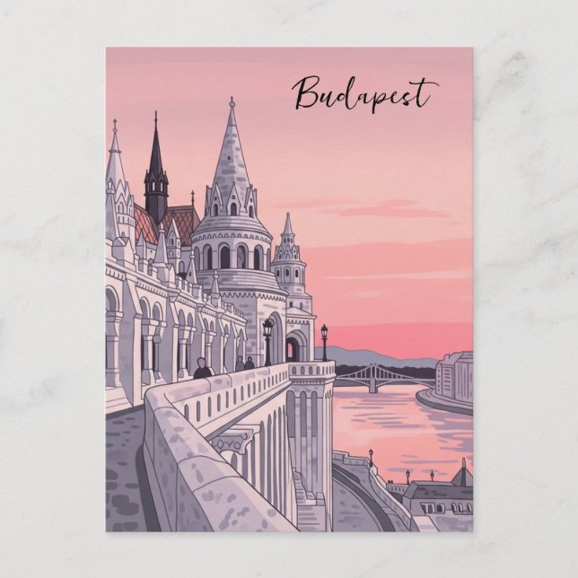 Cartão Postal Sunset Budapest Hungria - Viagem de bastião dos pe (Frente)