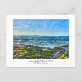Cartão Postal Sunset Cliffs San Diego, California Watercolor