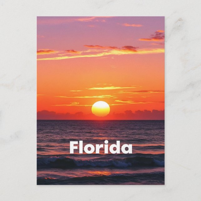 Cartão Postal Sunset da Flórida Retroativa: Matizes do Oceano e  (Frente)