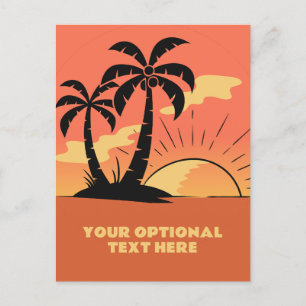 Cartão Postal Sunset da Ilha Tropical de Texto Personalizado